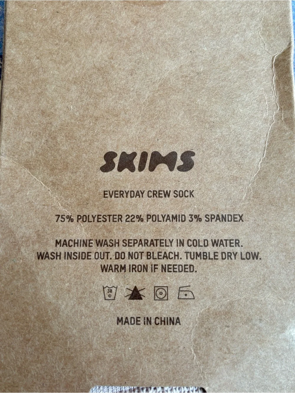 Brand New SKIMS Everyday Crew Sock Mid Calf Clay Neutral Knit Logo Stretch Fit